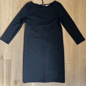 Black GAP, A Line Dress, 3/4 Sleeves, Knee Length with Leather Back Zipper, XS